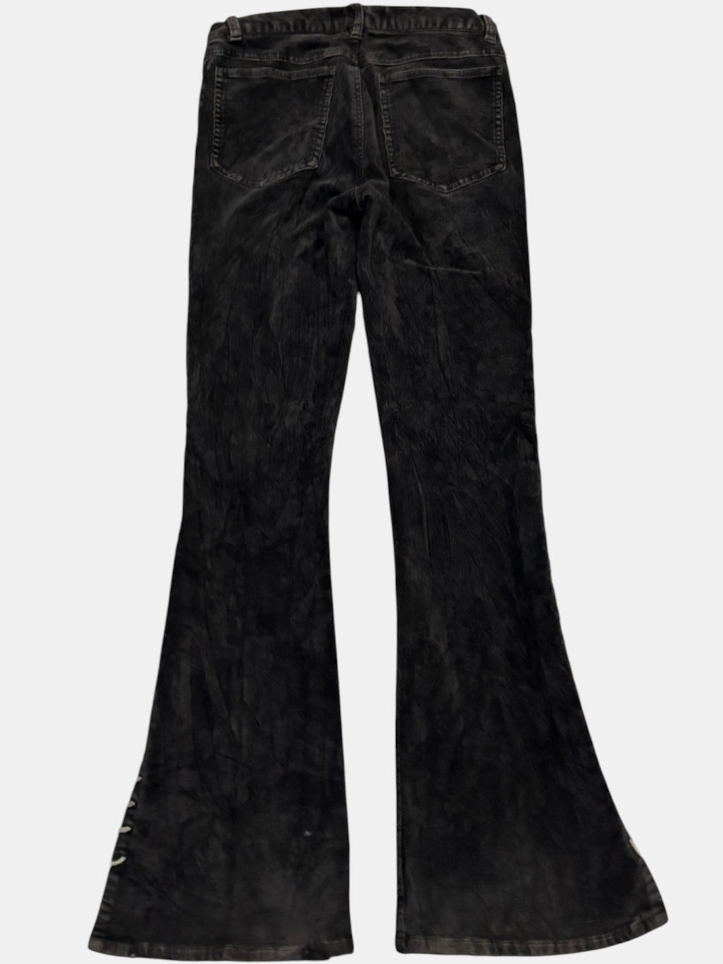 Full Side Lace-Up Black Flared Jeans