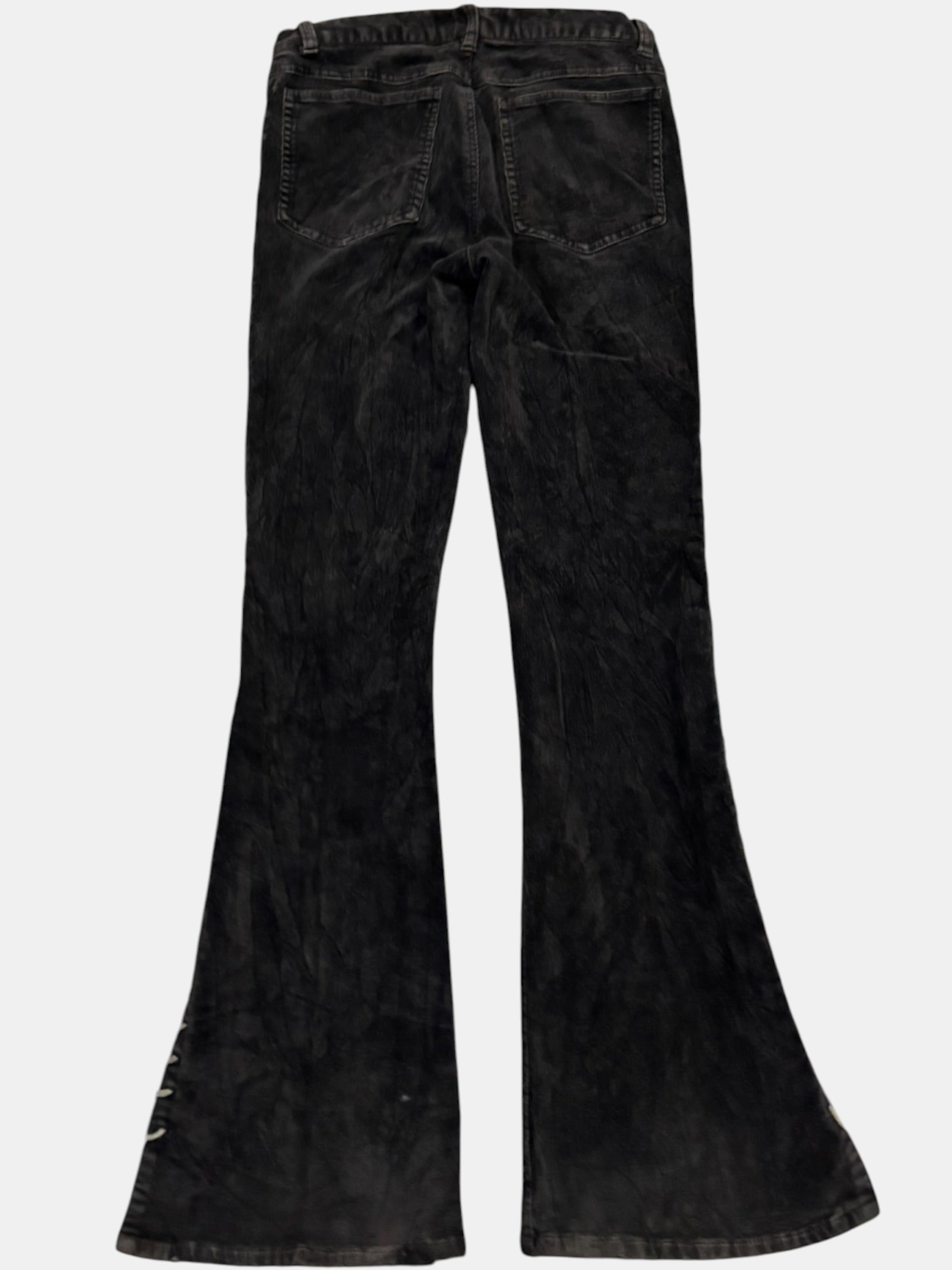 Full Side Lace-Up Black Flared Jeans