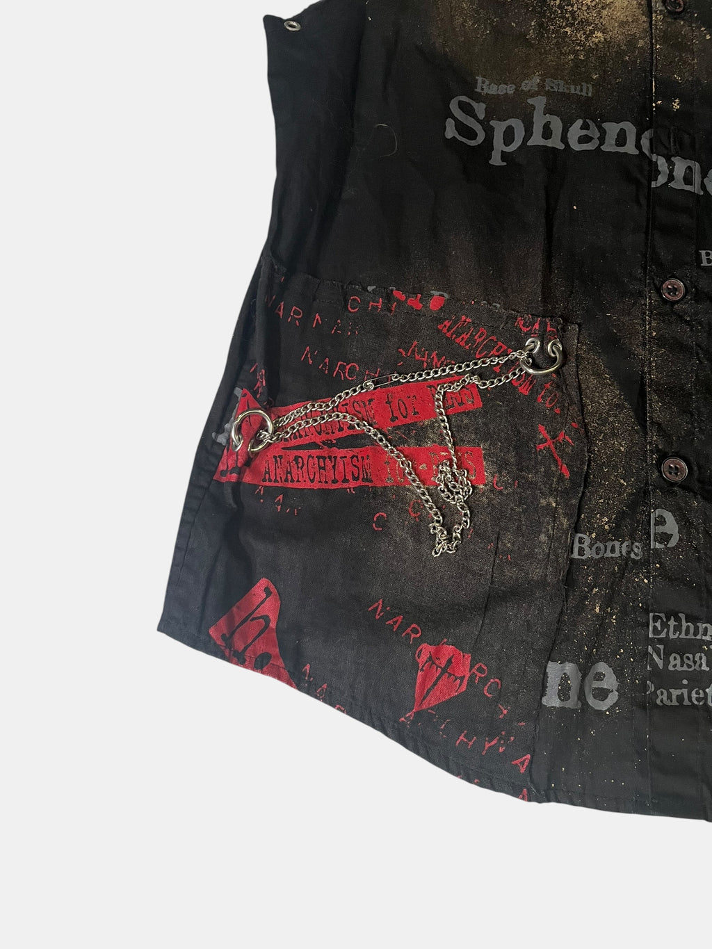 h.ANARCHY ABleached Bone Graphic Ring-Gimmick Vest
