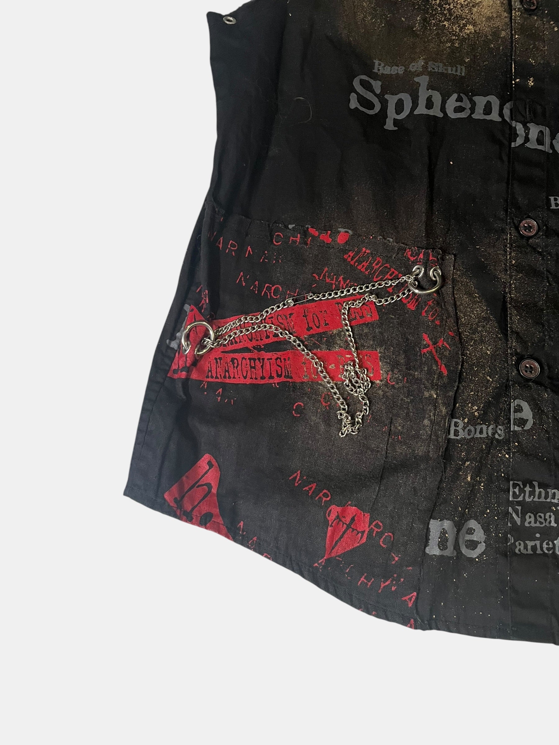 h.ANARCHY ABleached Bone Graphic Ring-Gimmick Vest