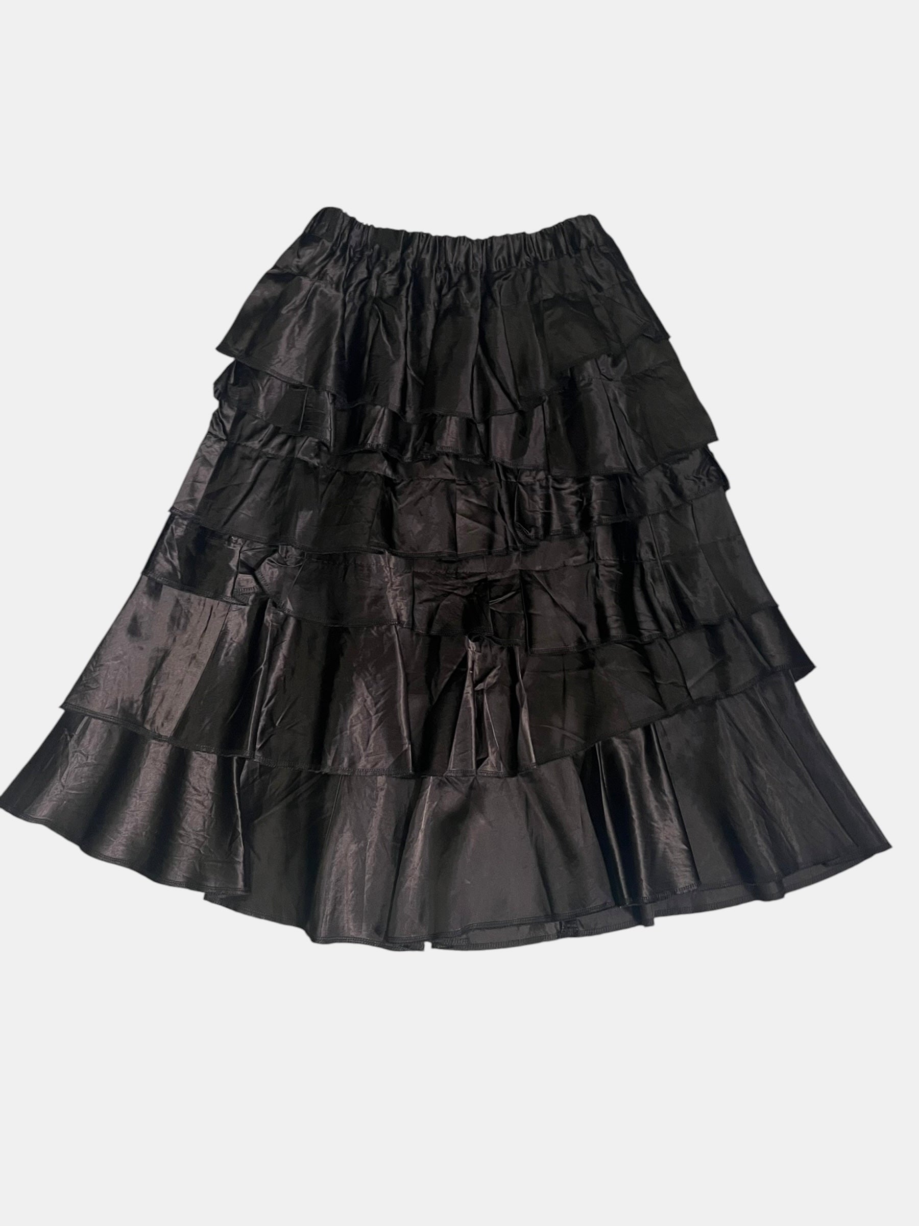 COMME des GARCONS Glossy Satin Heavy-Ruffle Tiered Maxi Skirt