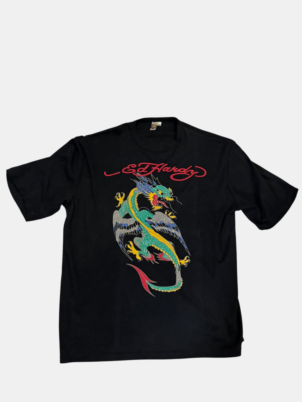 Ed Hardy Dragon Rhinestones Graphic T-Shirt Black