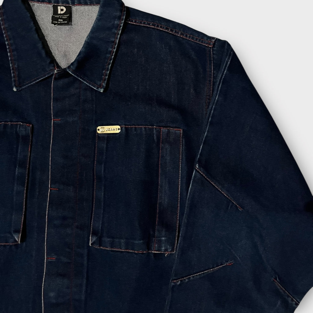 デニム デザイン カバーオール 赤ステッチ XXL