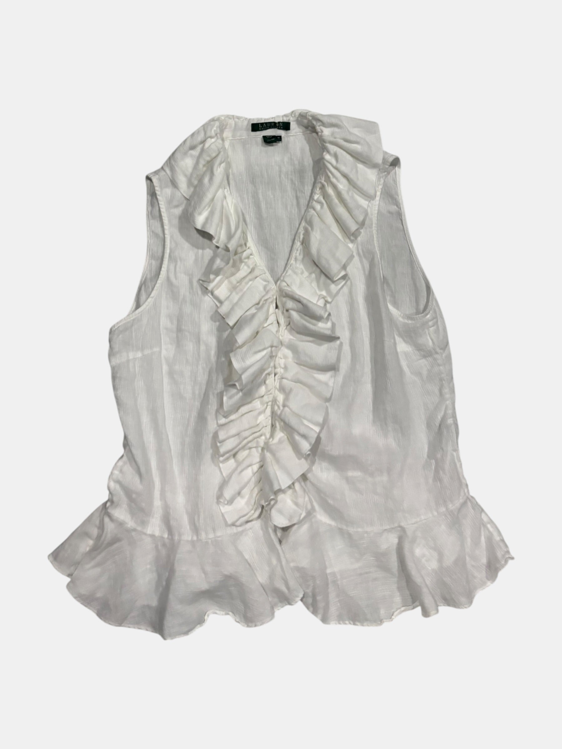 Ralph Lauren White Ruffle Vest