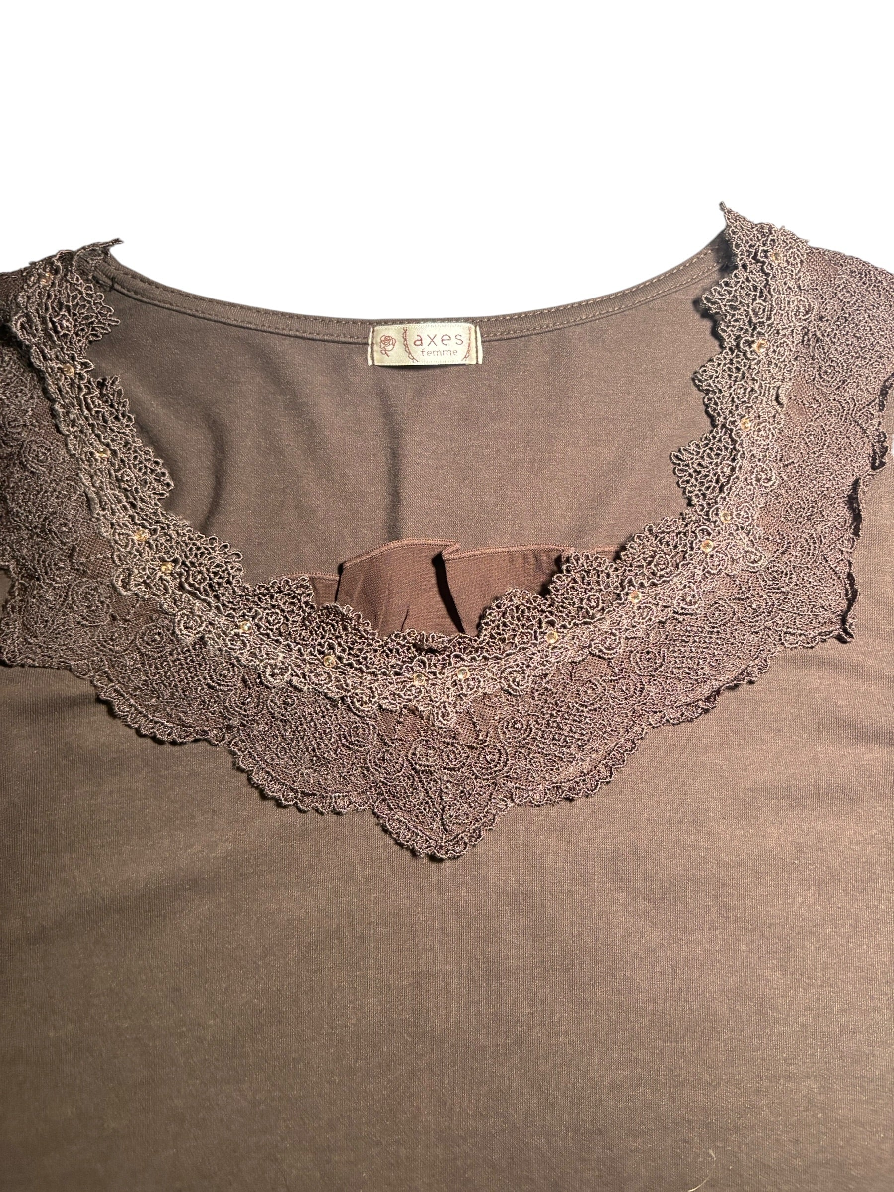 axes femme Lace Trim Top