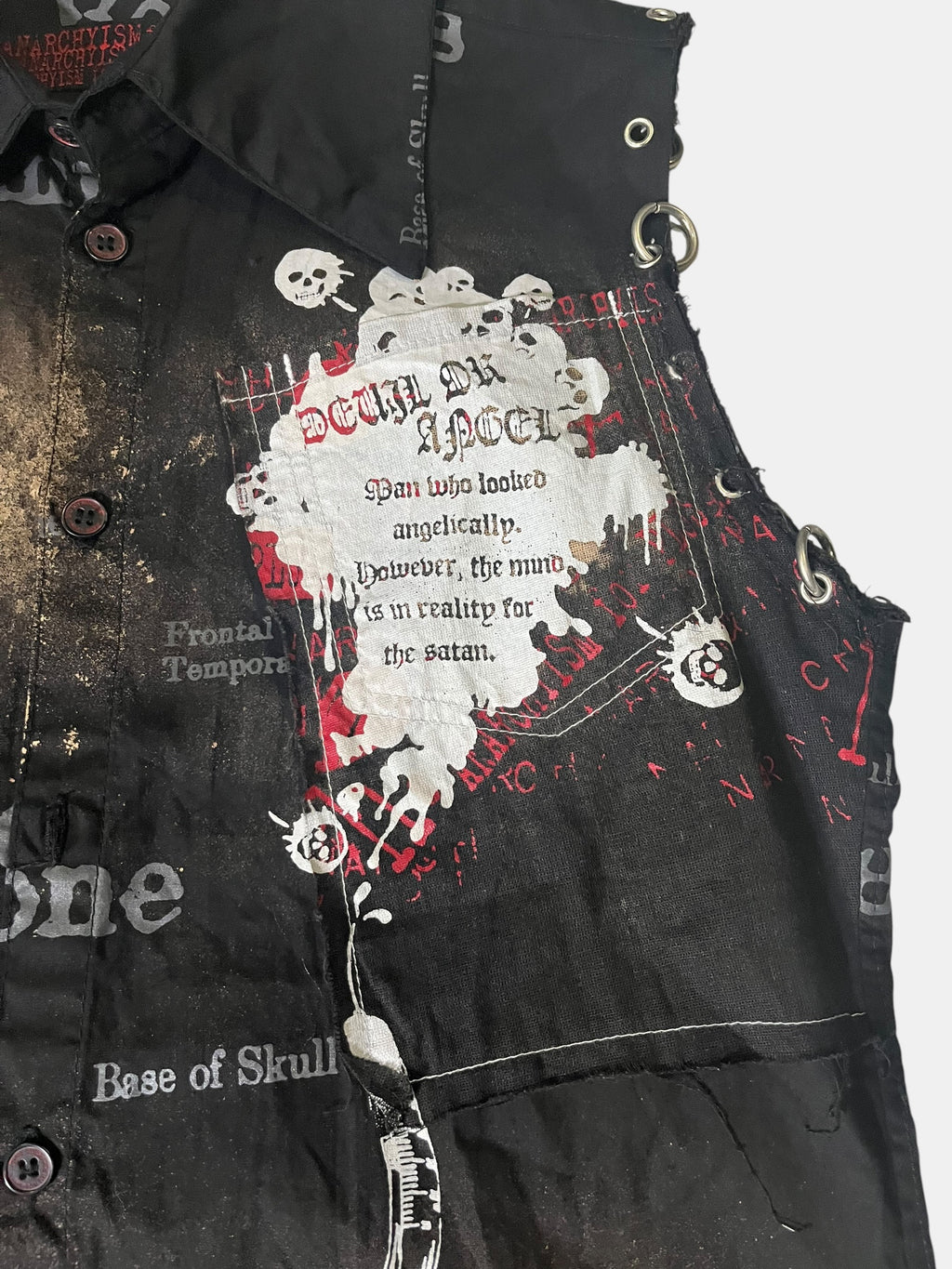 h.ANARCHY ABleached Bone Graphic Ring-Gimmick Vest