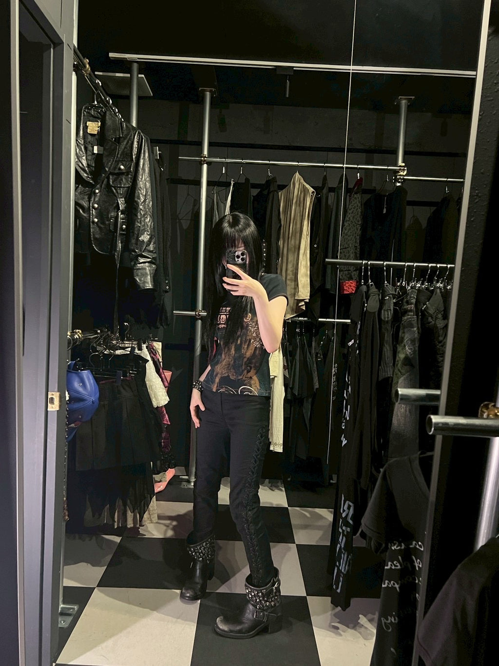 Hysteric Glamour Side Lace-Up Black Denim Jeans