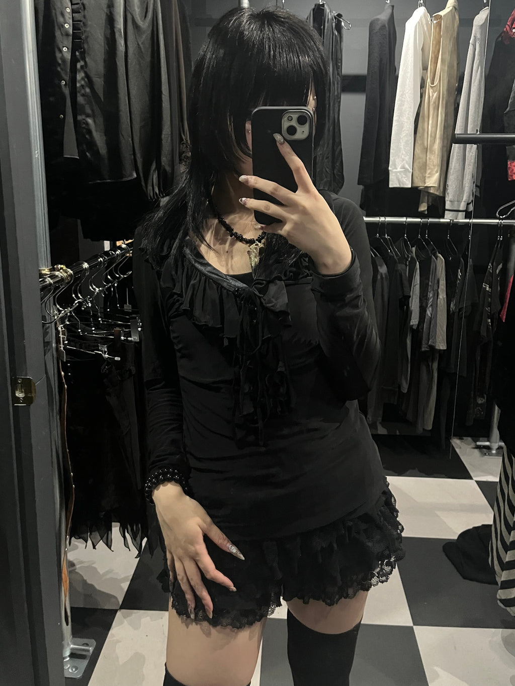 Fairycore Lace-Up Ruffle Long Sleeve