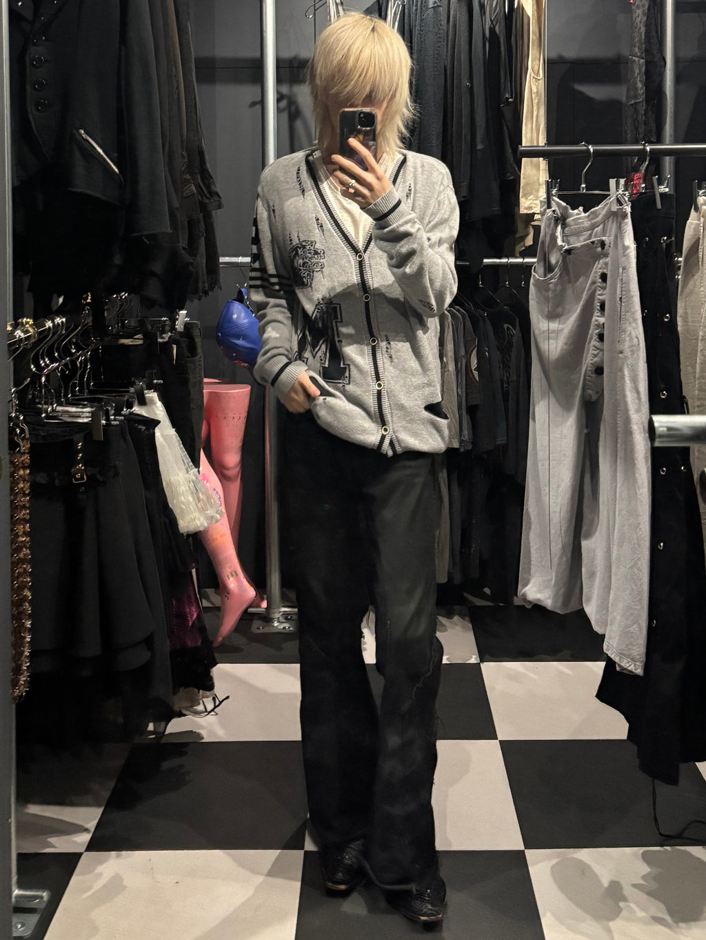 MIHARA YASUHIRO Grey Distressed Cardigan