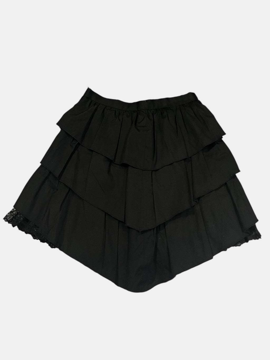 BLACK PEACE NOW Tiered Gothic High-Low Skirt