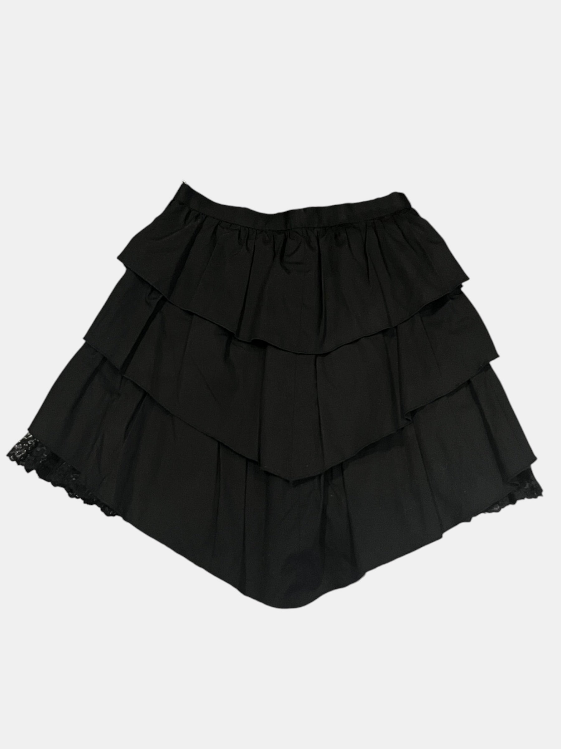 BLACK PEACE NOW Tiered Gothic High-Low Skirt