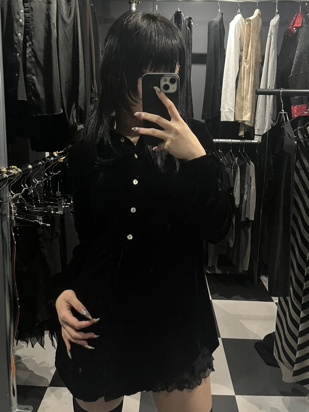 Vintage Midnight Velvet Loose Shirt