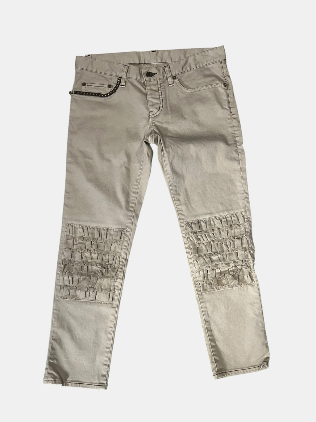 HYSTERIC GLAMOUR Studded & Layered Knee-Ruffle Slim Pants