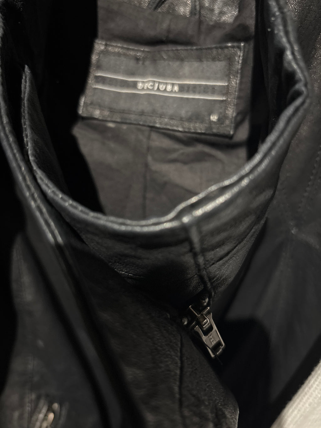 Asymmetric High-Neck Genuine Leather Vest