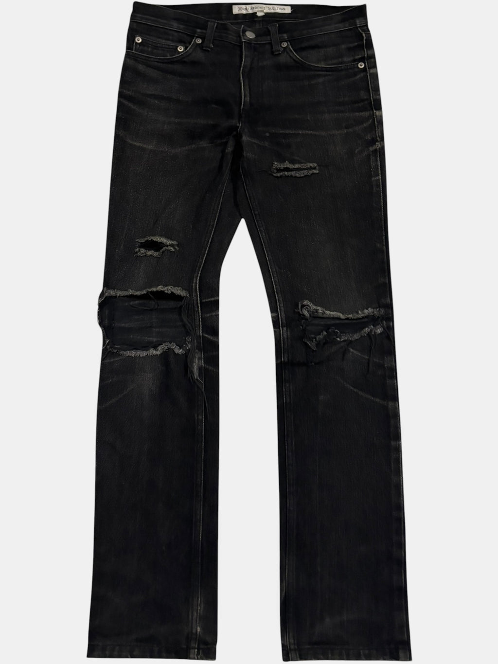 JOHN LAWRENCE SULLIVAN Distressed Black Denim Jeans
