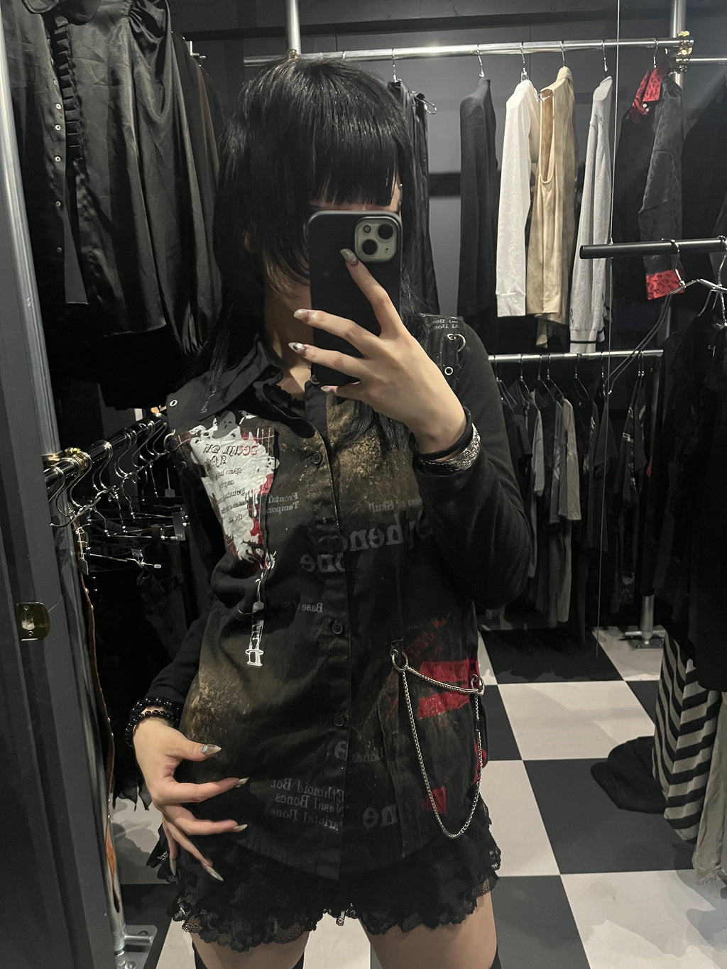 h.ANARCHY ABleached Bone Graphic Ring-Gimmick Vest