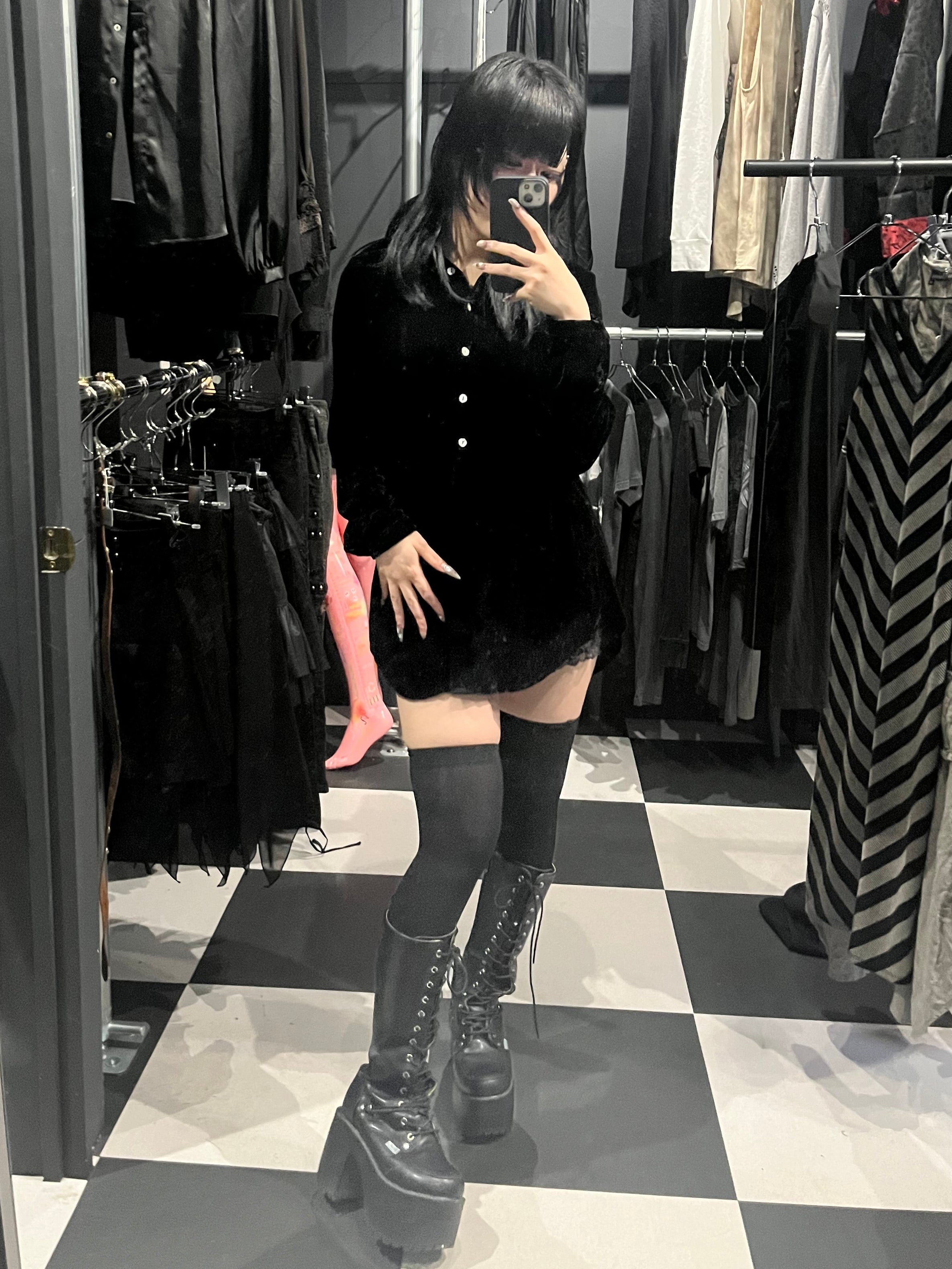 Vintage Midnight Velvet Loose Shirt