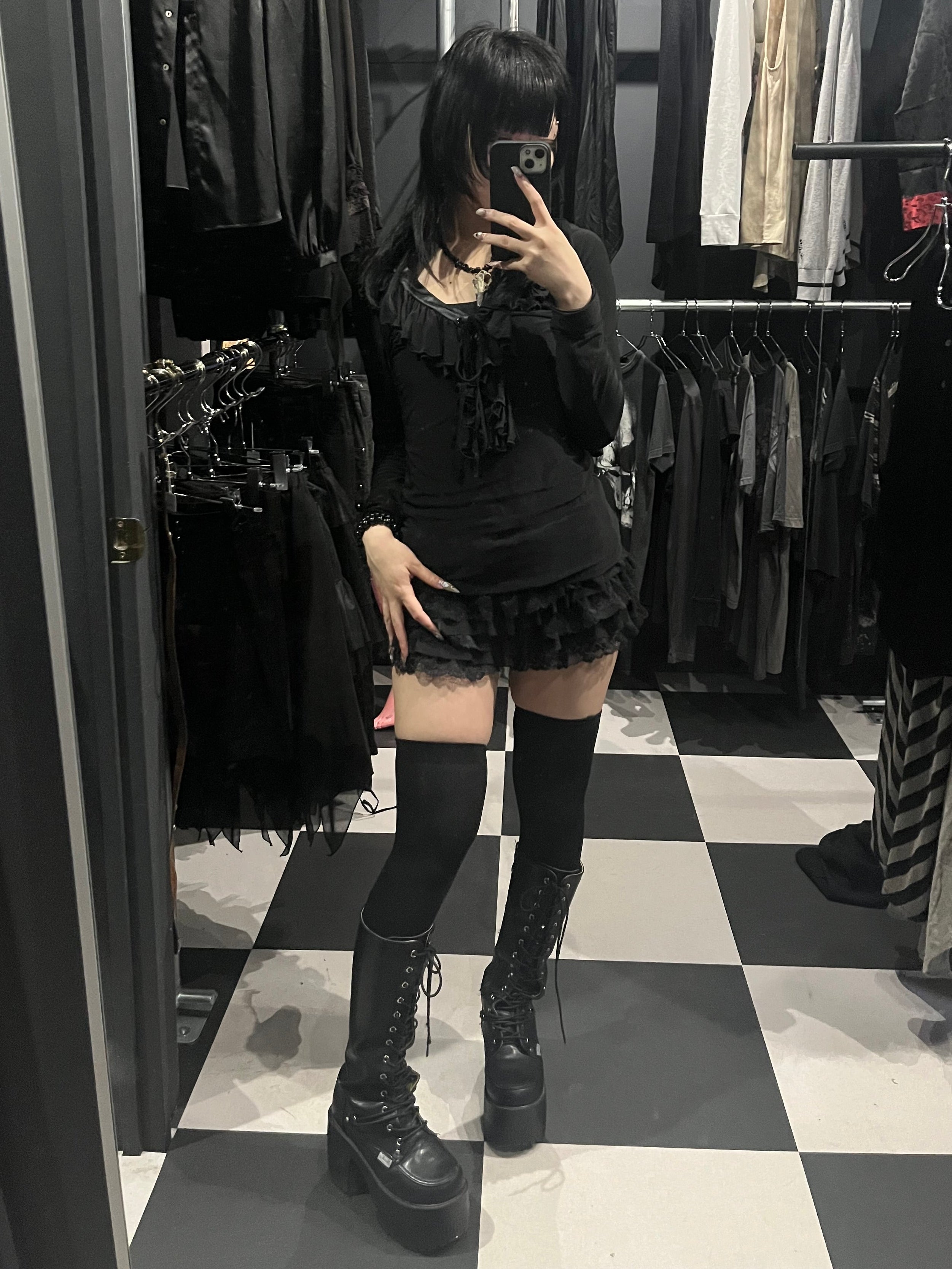Fairycore Lace-Up Ruffle Long Sleeve