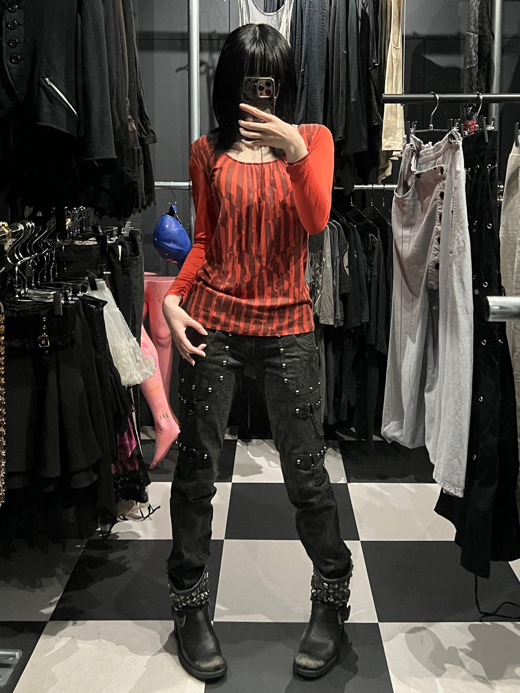 5351 Red/Brown Abstract Top