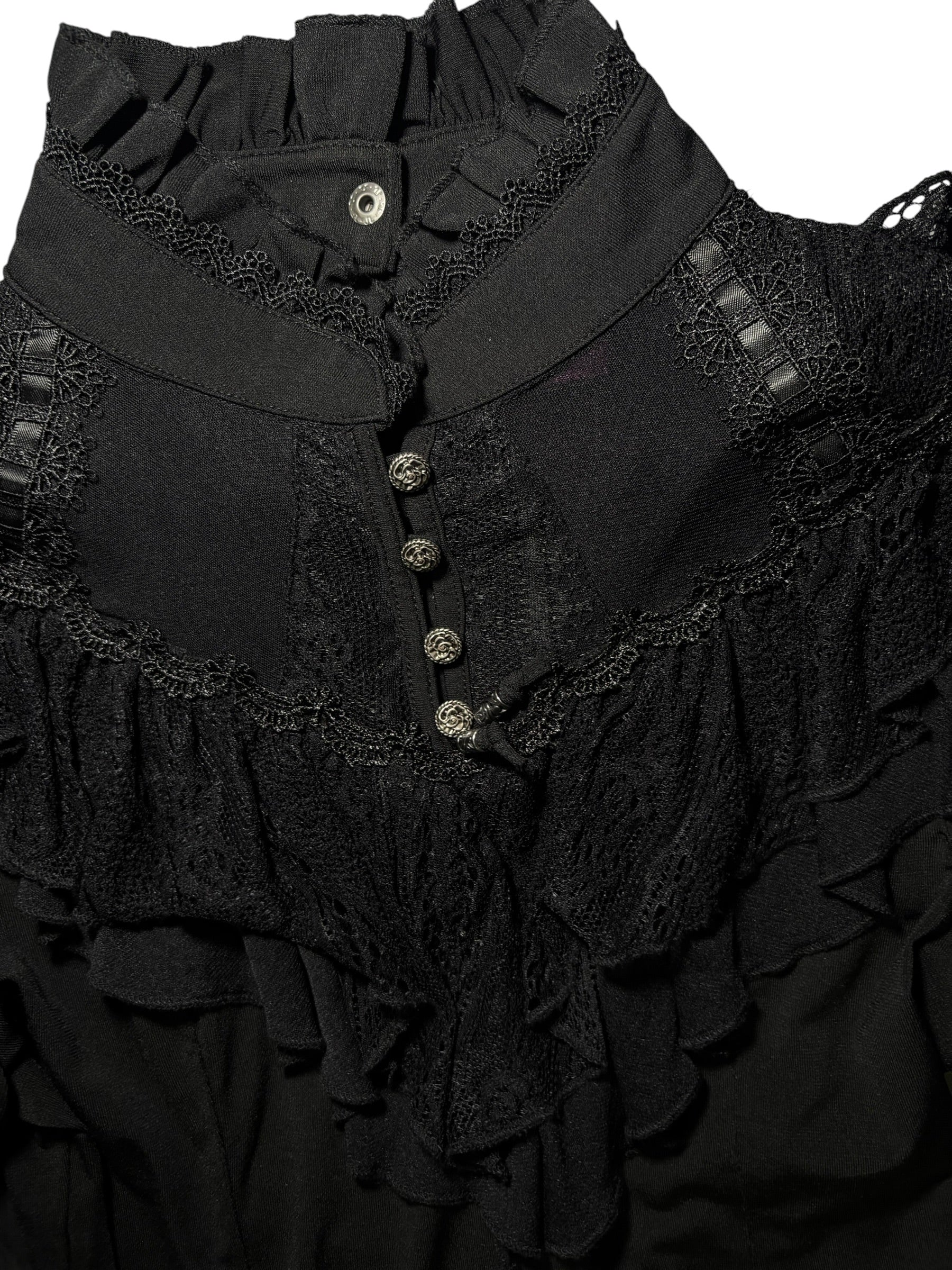 Ozz ANGELO Victorian Gothic Lace Ruffle Blouse