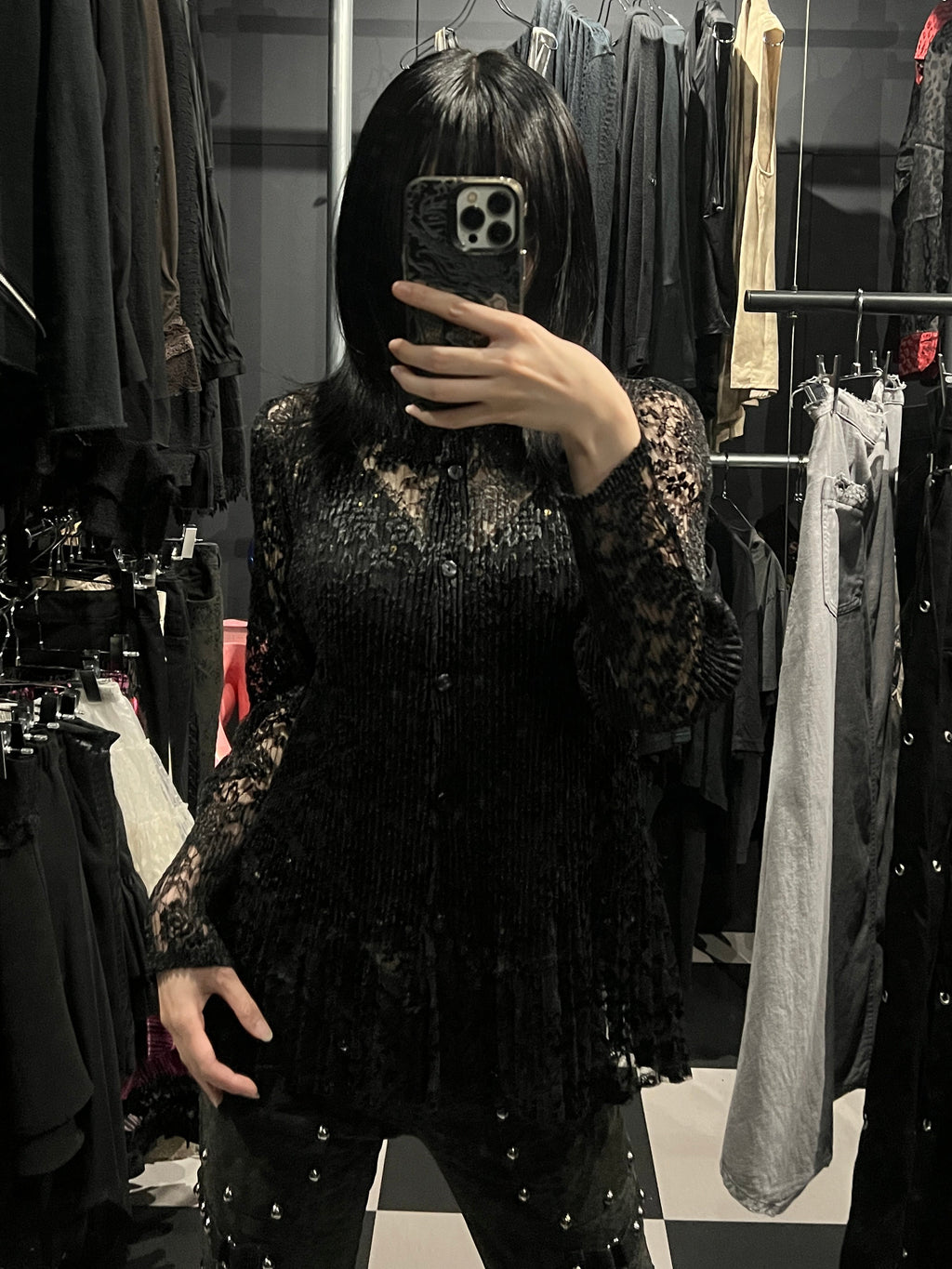 Goth Black Lace Blouse