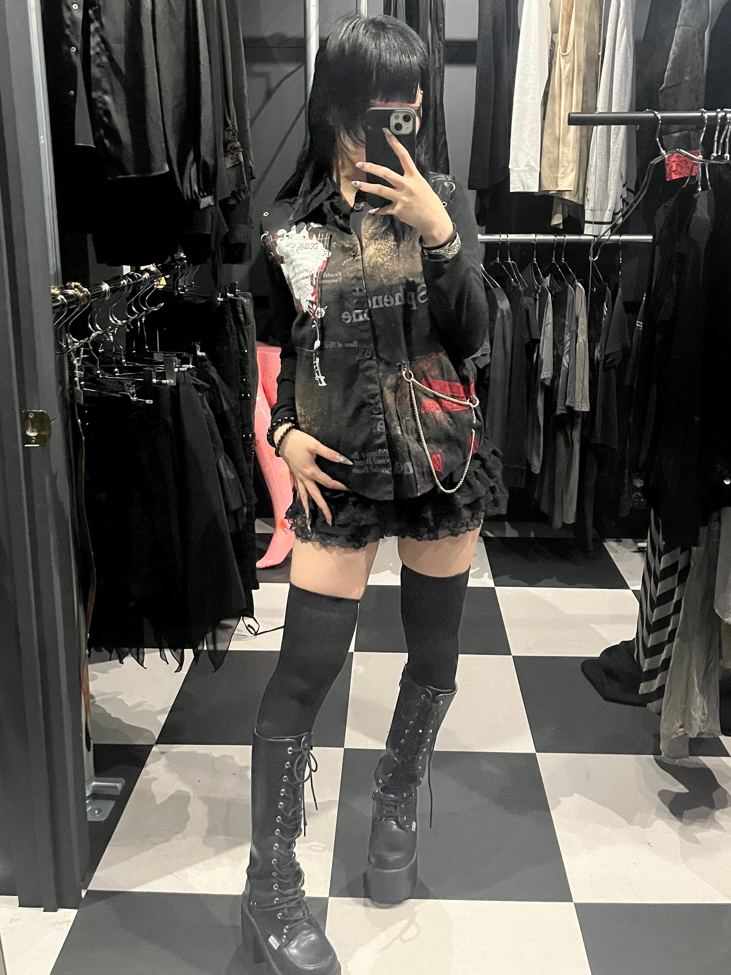 h.ANARCHY ABleached Bone Graphic Ring-Gimmick Vest